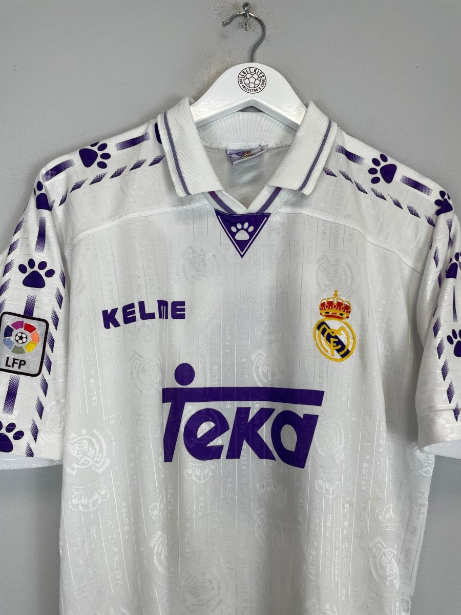 1996/97 REAL MADRID SUKER 9 HOME SHIRT (M) KELME - Cult Kits - Medium - Buy Vintage Football Shirts, Authentic Retro Football Shirts For Sale, Classic Football Shirts & Soccer Jersey