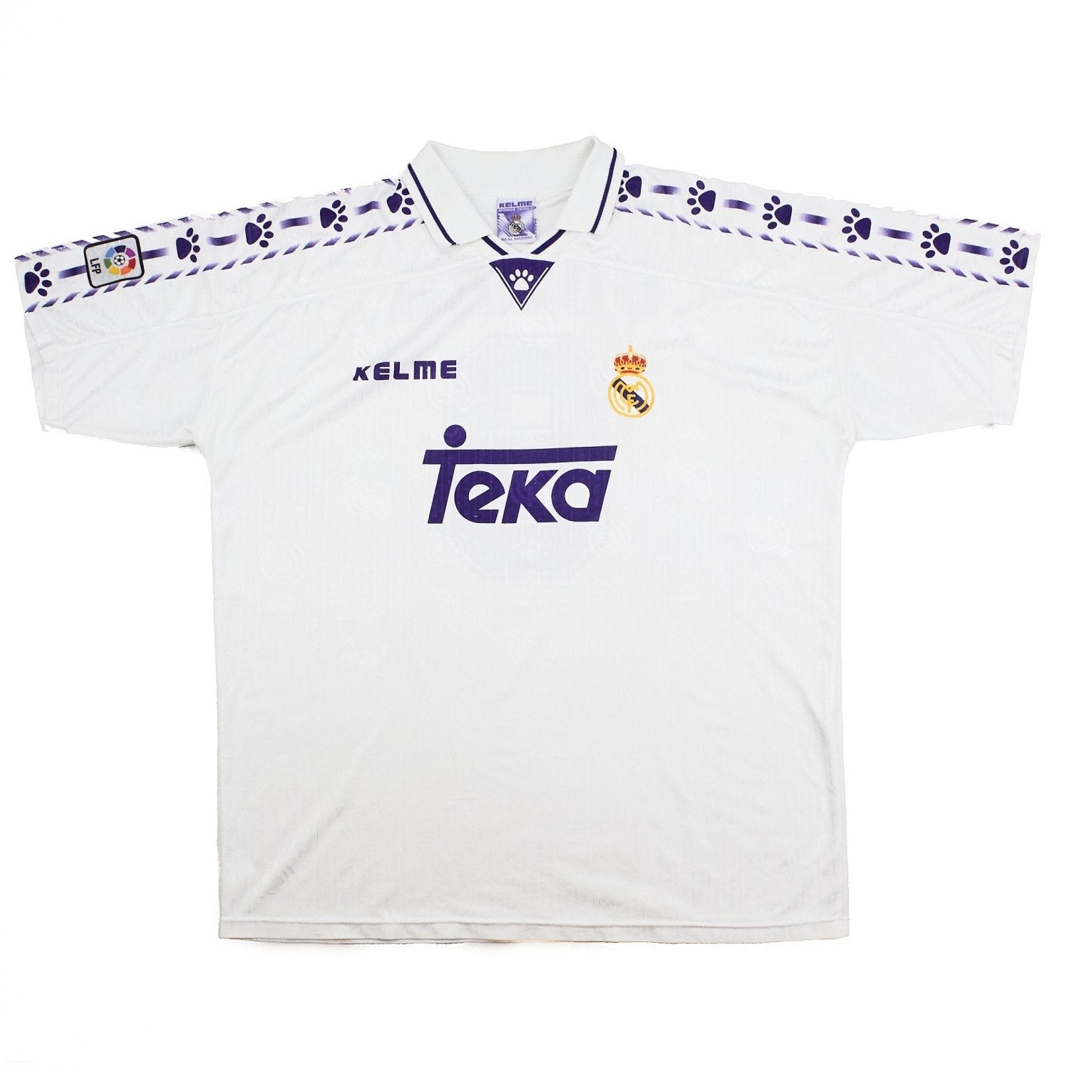 Buy 1996/97 Real Madrid Suker 9 Home Shirt (XL) Kelme ~ Free worldwide shipping ~ Authentic Vintage Football Shirts from Cult Kits