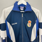 Shop 1996/97 REAL MADRID TRACKSUIT TOP (M) KELME, classic football shirts, vintage football shirts & retro soccer jerseys at Cult Kits