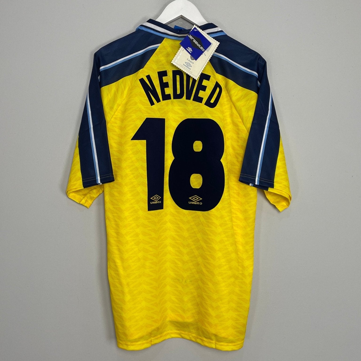 Shop 1996/98 LAZIO NEDVED #18 *BNWT* AWAY SHIRT (XXL) UMBRO, classic football shirts, vintage football shirts & retro soccer jerseys at Cult Kits