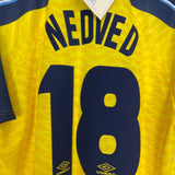 Shop 1996/98 LAZIO NEDVED #18 *BNWT* THIRD SHIRT (XL) UMBRO, classic football shirts, vintage football shirts & retro soccer jerseys at Cult Kits