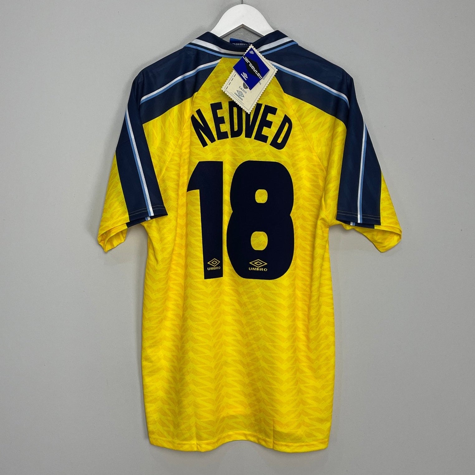 Shop 1996/98 LAZIO NEDVED #18 *BNWT* THIRD SHIRT (XL) UMBRO, classic football shirts, vintage football shirts & retro soccer jerseys at Cult Kits