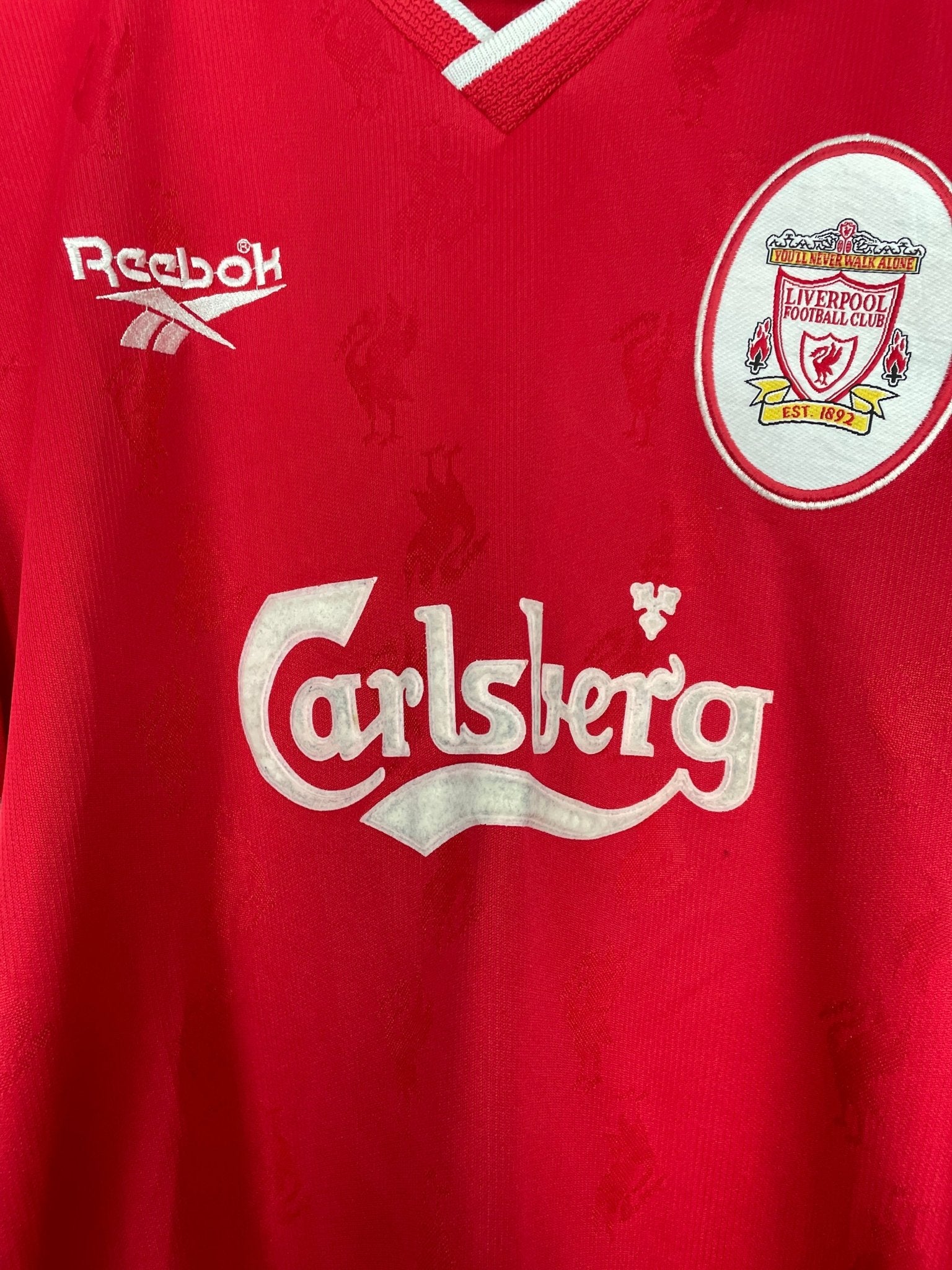 Shop 1996/98 LIVERPOOL BARNES #10 HOME SHIRT (L) REEBOK, classic football shirts, vintage football shirts & retro soccer jerseys at Cult Kits