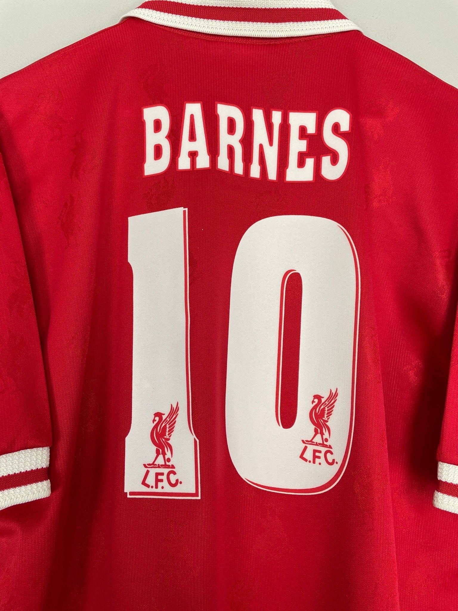Shop 1996/98 LIVERPOOL BARNES #10 HOME SHIRT (L) REEBOK, classic football shirts, vintage football shirts & retro soccer jerseys at Cult Kits