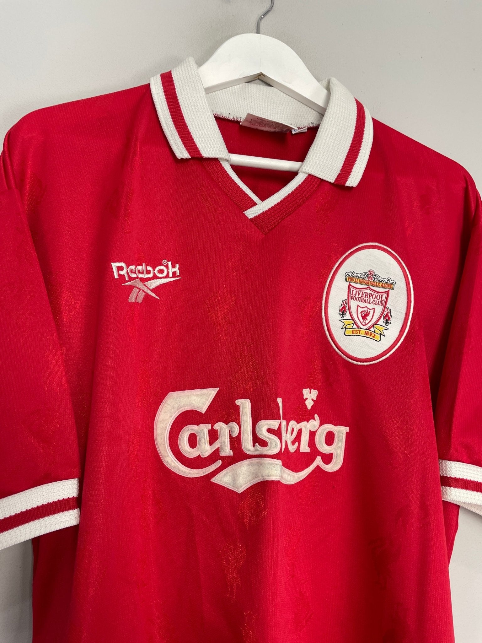 Shop 1996/98 LIVERPOOL BARNES #10 HOME SHIRT (L) REEBOK, classic football shirts, vintage football shirts & retro soccer jerseys at Cult Kits
