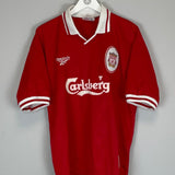 Shop 1996/98 LIVERPOOL REDKNAPP #11 HOME SHIRT (L) REEBOK, classic football shirts, vintage football shirts & retro soccer jerseys at Cult Kits