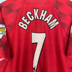 Shop 1996/98 MANCHESTER UNITED BECKHAM #7 HOME SHIRT (XL) UMBRO, classic football shirts, vintage football shirts & retro soccer jerseys at Cult Kits