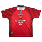 Buy 1996/98 Manchester United Cantona 7 *Champions* Home Shirt (XL) Umbro ~ Free worldwide shipping ~ Authentic Vintage Football Shirts from Cult Kits