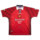 Buy 1996/98 Manchester United Cantona 7 *Champions* Home Shirt (XL) Umbro ~ Free worldwide shipping ~ Authentic Vintage Football Shirts from Cult Kits