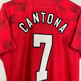 Shop 1996/98 MANCHESTER UNITED CANTONA #7 HOME SHIRT (M) UMBRO, classic football shirts, vintage football shirts & retro soccer jerseys at Cult Kits