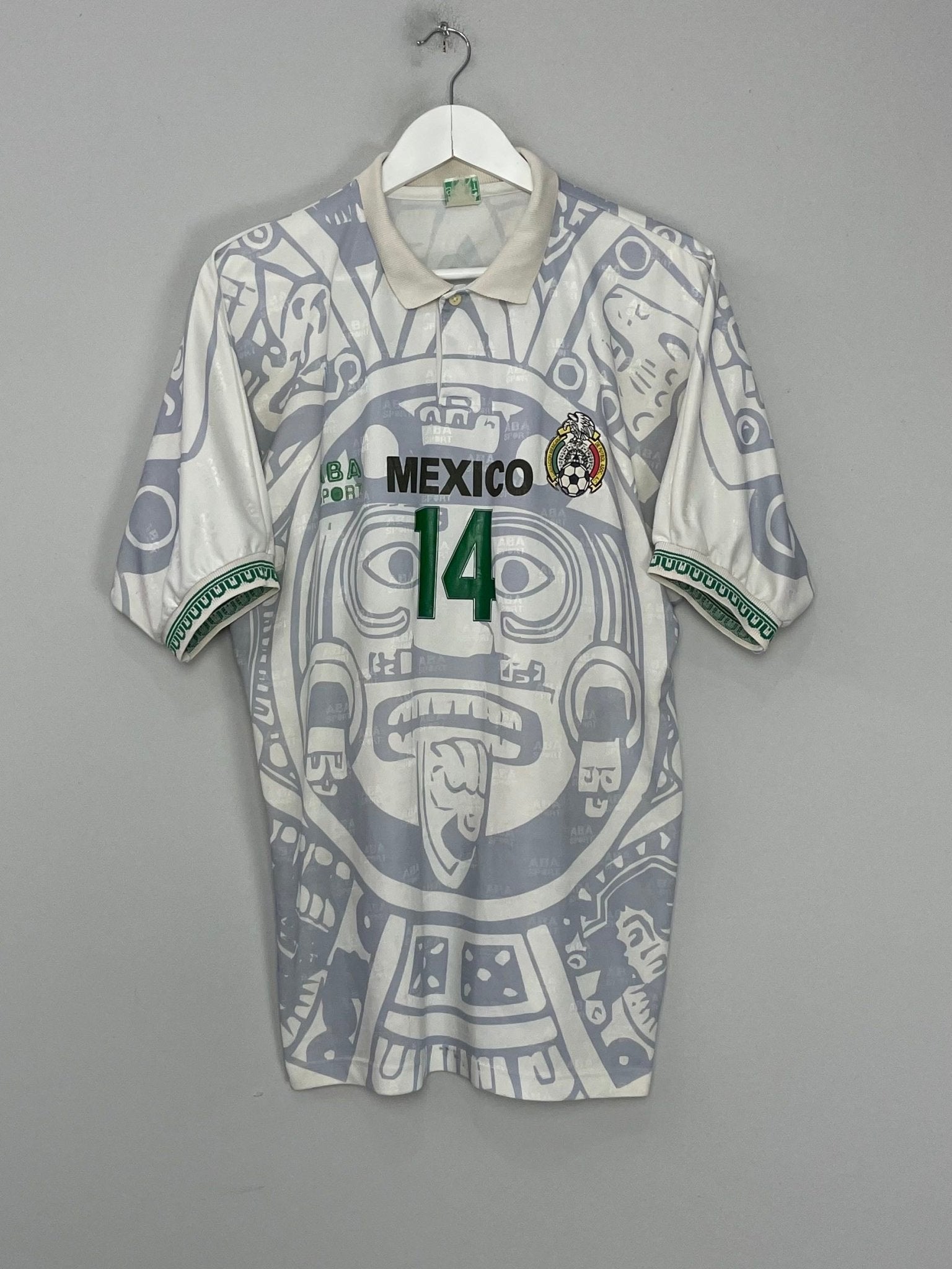 Shop 1996/98 MEXICO DEL OLMO #14 AWAY SHIRT (M) ABA SPORT, classic football shirts, vintage football shirts & retro soccer jerseys at Cult Kits