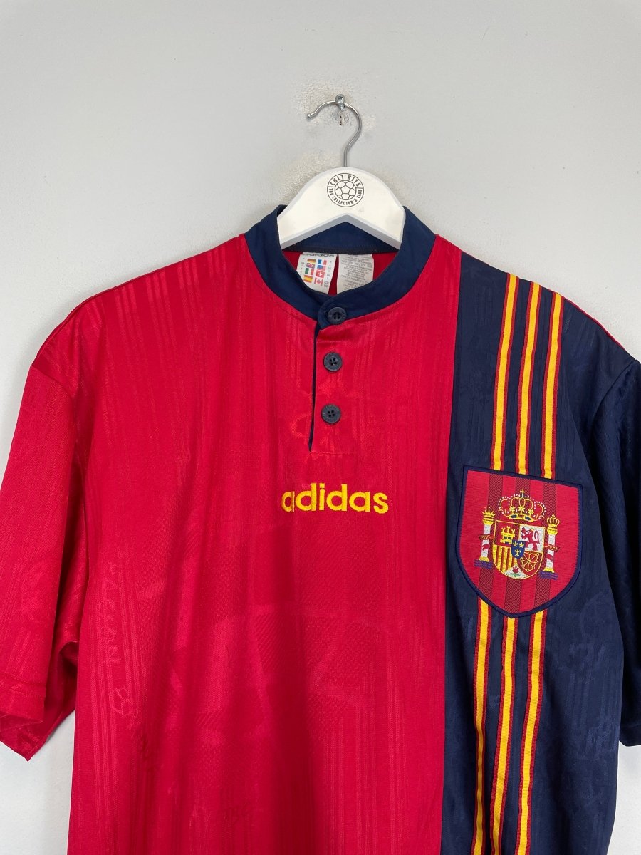 1996/98 SPAIN HOME SHIRT (L) ADIDAS - Cult Kits - Large - Buy Vintage Football Shirts, Authentic Retro Football Shirts For Sale, Classic Football Shirts & Soccer Jersey