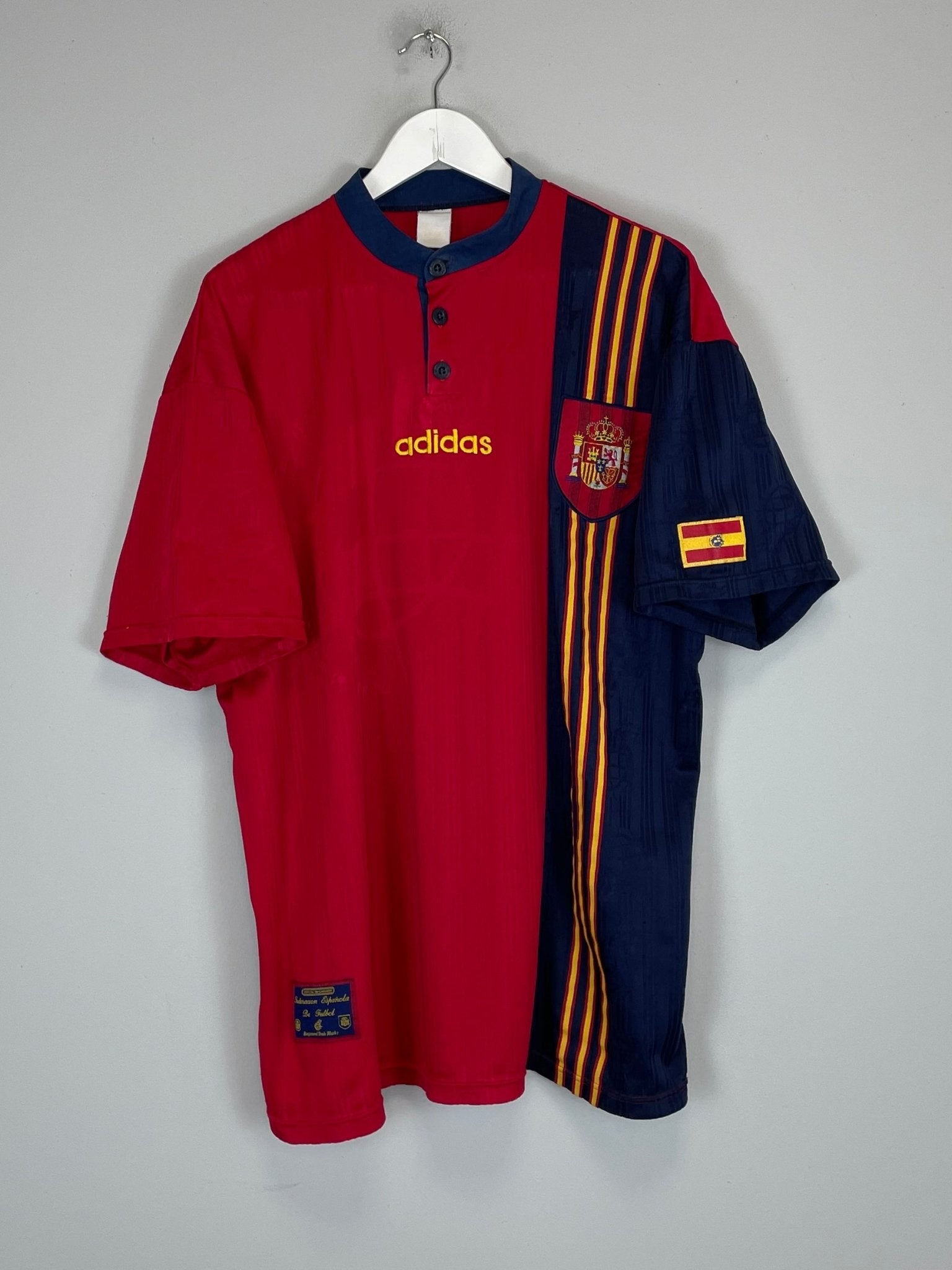 Shop 1996/98 SPAIN HOME SHIRT (XL) ADIDAS, classic football shirts, vintage football shirts & retro soccer jerseys at Cult Kits