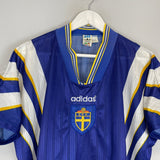 Shop 1996/98 SWEDEN AWAY SHIRT (L) ADIDAS, classic football shirts, vintage football shirts & retro soccer jerseys at Cult Kits