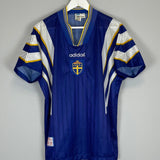 Shop 1996/98 SWEDEN AWAY SHIRT (L) ADIDAS, classic football shirts, vintage football shirts & retro soccer jerseys at Cult Kits