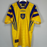 Shop 1996/98 SWEDEN HOME SHIRT (L) ADIDAS, classic football shirts, vintage football shirts & retro soccer jerseys at Cult Kits