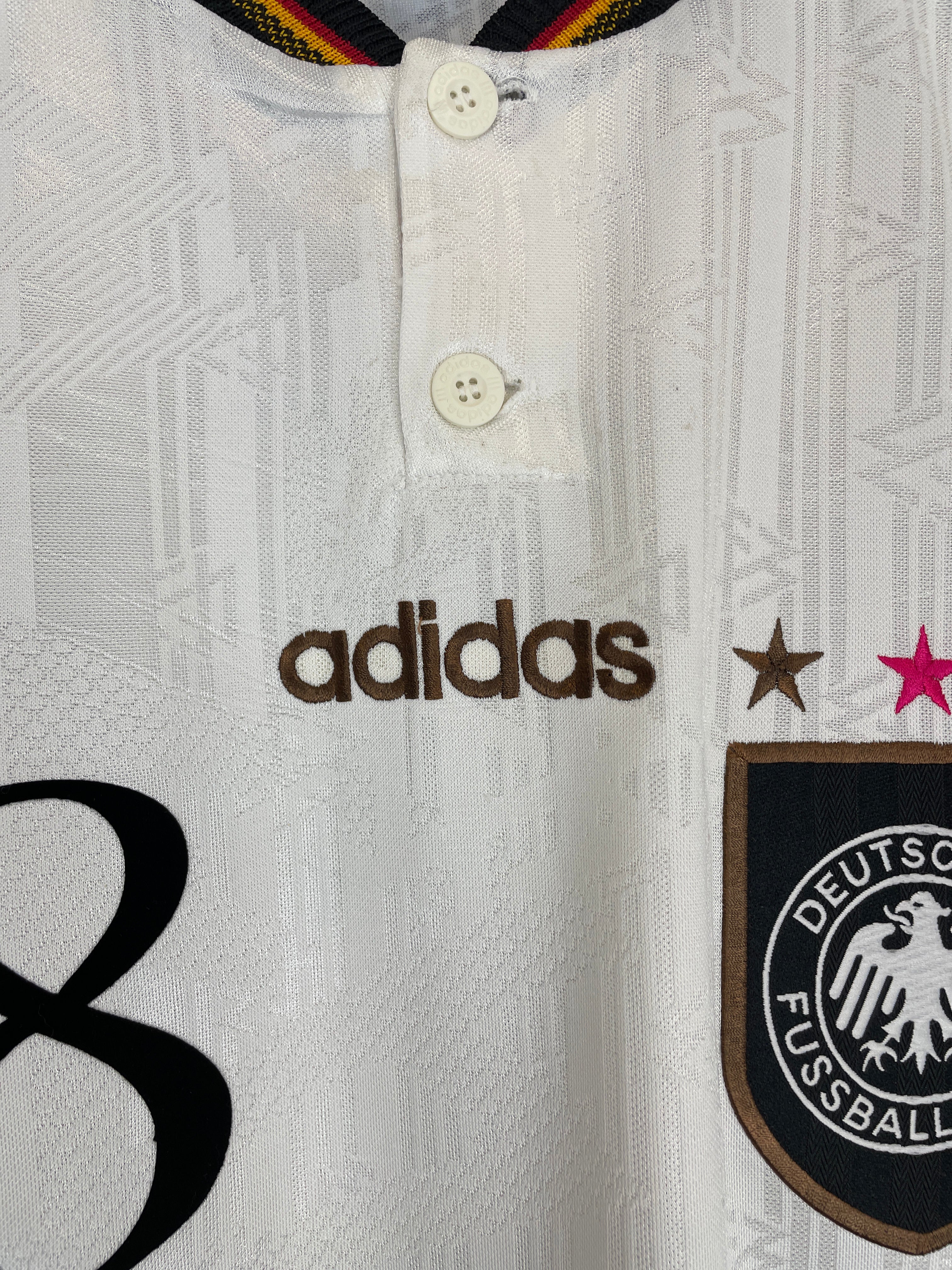1996/98 GERMANY KLINSMANN #18 HOME SHIRT (L) ADIDAS FRONT COLLAR BUTTONS DEUTSCHLAND 