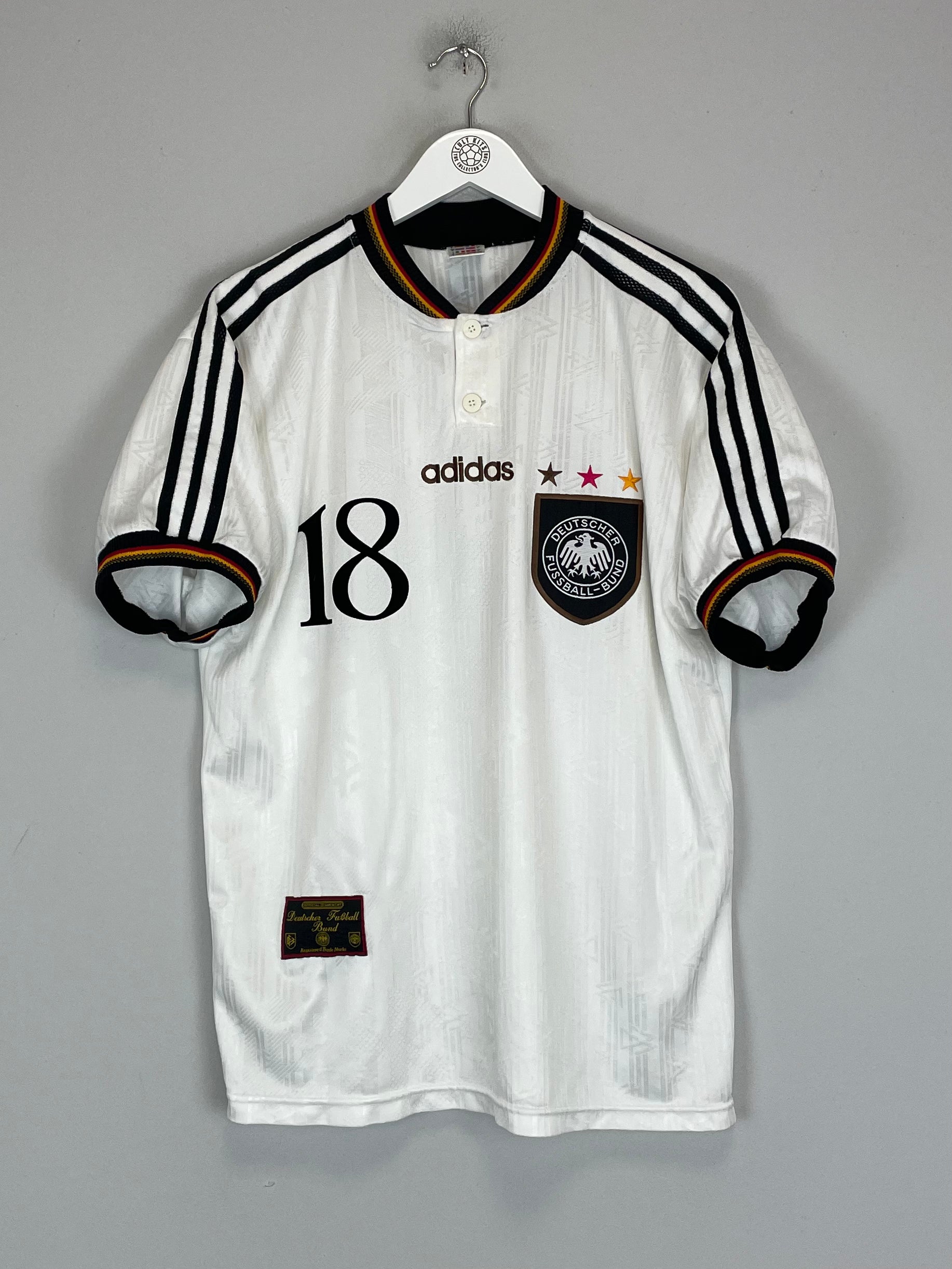 1996/98 GERMANY KLINSMANN #18 HOME SHIRT (L) ADIDAS FRONT EMBLEM BADGE