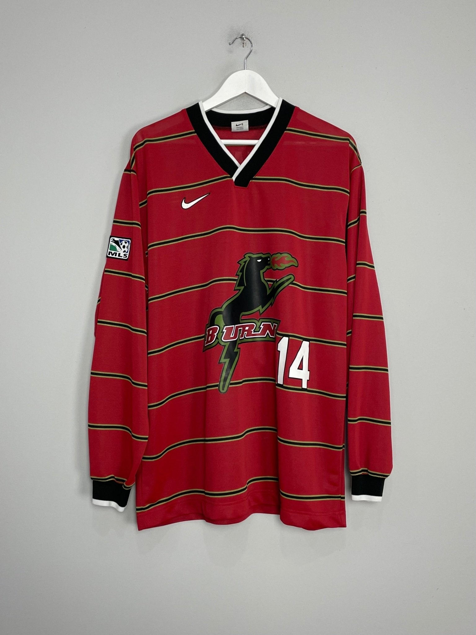 Shop 1997 DALLAS BURN ALVAREZ #14 L/S HOME SHIRT (XL) NIKE, classic football shirts, vintage football shirts & retro soccer jerseys at Cult Kits