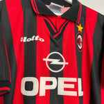Shop 1997/98 AC MILAN HOME SHIRT (XL) LOTTO, classic football shirts, vintage football shirts & retro soccer jerseys at Cult Kits
