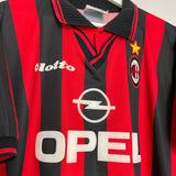 Shop 1997/98 AC MILAN HOME SHIRT (XL) LOTTO, classic football shirts, vintage football shirts & retro soccer jerseys at Cult Kits