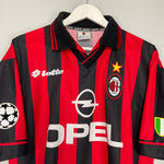 Shop 1997/98 AC MILAN KLUIVERT #9 C/L HOME SHIRT (XL) LOTTO, classic football shirts, vintage football shirts & retro soccer jerseys at Cult Kits