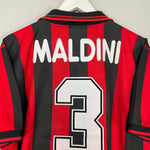 Shop 1997/98 AC MILAN MALDINI #3 HOME SHIRT (L) LOTTO, classic football shirts, vintage football shirts & retro soccer jerseys at Cult Kits