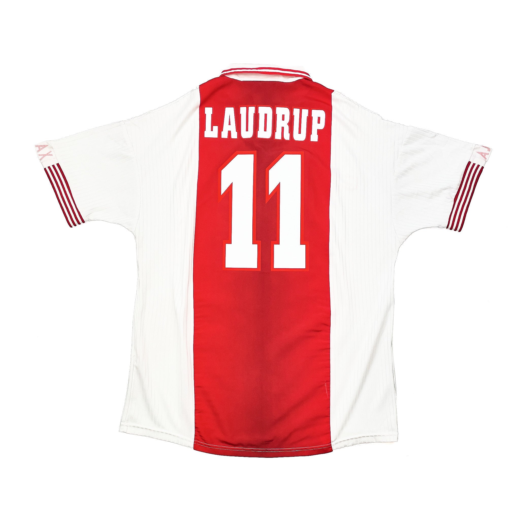Buy 1997/98 Ajax 'School of Excellence' Laudrup 11 Home Shirt (L) Umbro ~ Free worldwide shipping ~ Authentic Vintage Football Shirts from Cult Kits