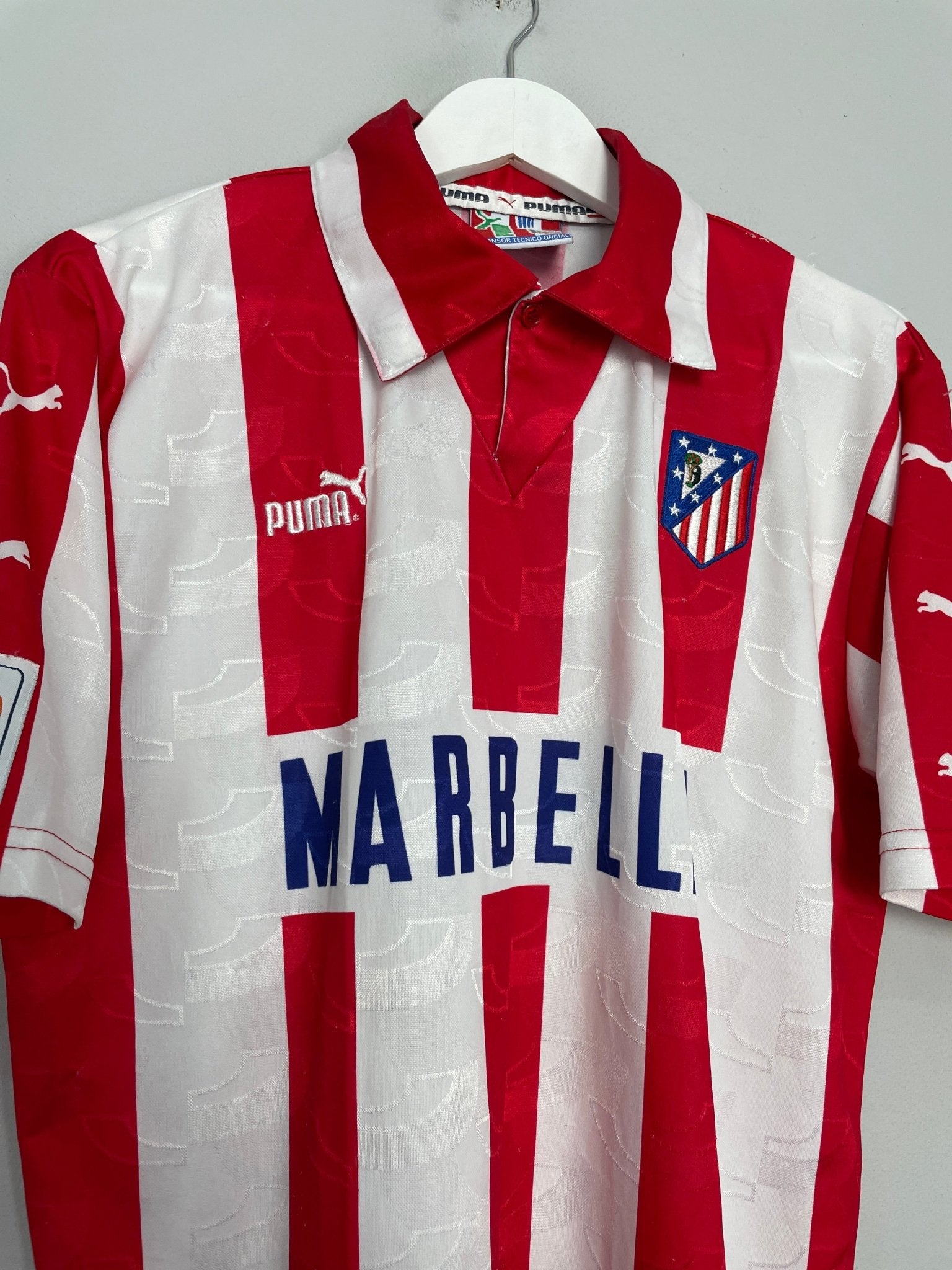 Shop 1997/98 ATLETICO MADRID #7 HOME SHIRT (M) PUMA, classic football shirts, vintage football shirts & retro soccer jerseys at Cult Kits