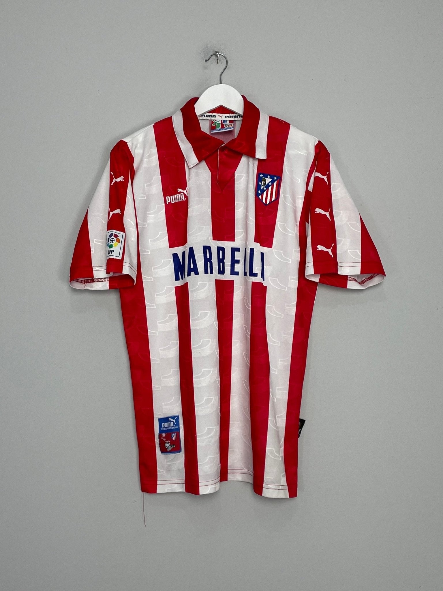 Shop 1997/98 ATLETICO MADRID #7 HOME SHIRT (M) PUMA, classic football shirts, vintage football shirts & retro soccer jerseys at Cult Kits