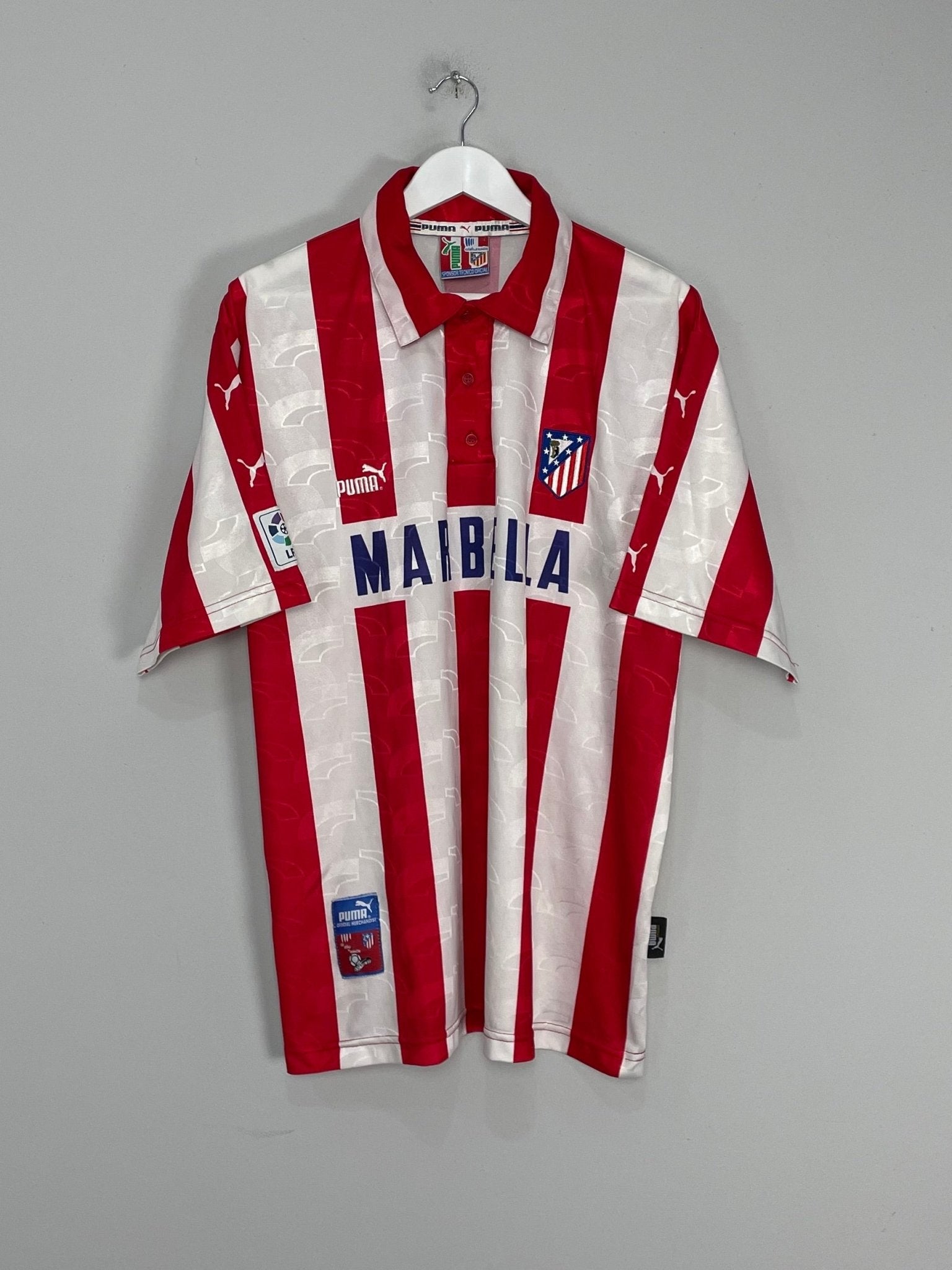Shop 1997/98 ATLETICO MADRID HOME SHIRT (XL) PUMA, classic football shirts, vintage football shirts & retro soccer jerseys at Cult Kits