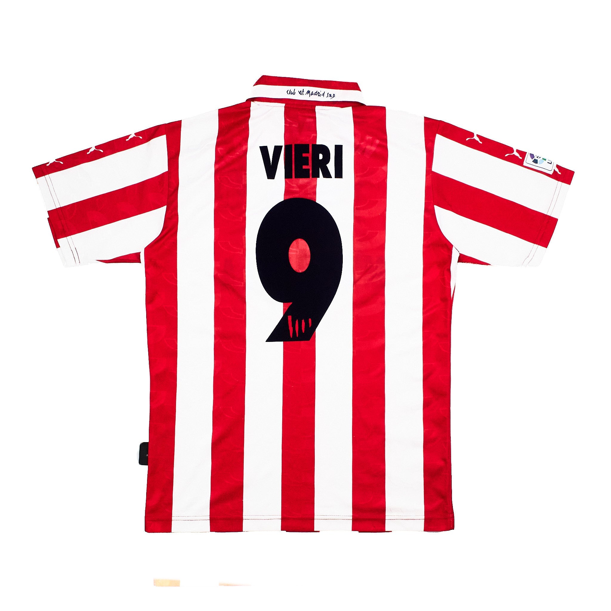 Buy 1997/98 Atletico Madrid Vieri 9 Home Shirt (L) Puma ~ Free worldwide shipping ~ Authentic Vintage Football Shirts from Cult Kits