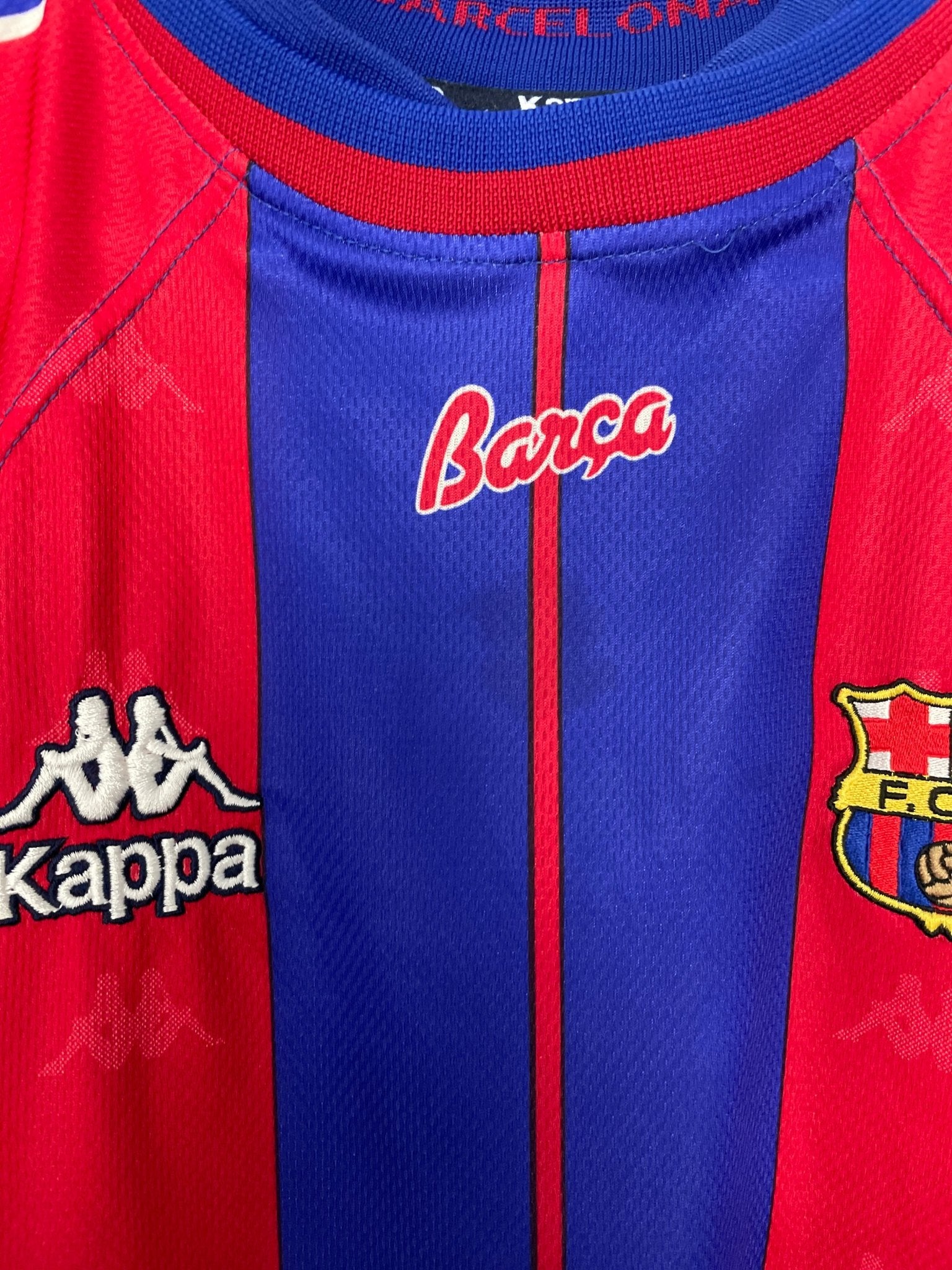 Shop 1997/98 BARCELONA HOME SHIRT (L) KAPPA, classic football shirts, vintage football shirts & retro soccer jerseys at Cult Kits