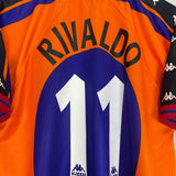 Shop 1997/98 BARCELONA RIVALDO #11 AWAY SHIRT (M) KAPPA, classic football shirts, vintage football shirts & retro soccer jerseys at Cult Kits