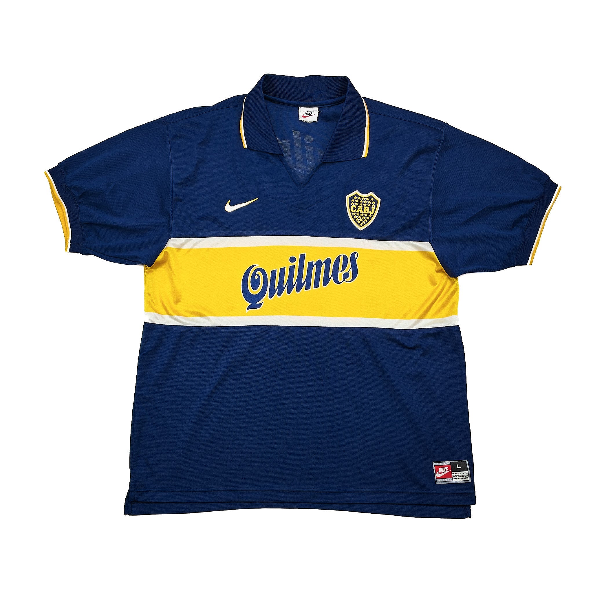 Buy 1997/98 Boca Juniors Maradona 10 Home Shirt (L) Nike ~ Free worldwide shipping ~ Authentic Vintage Football Shirts from Cult Kits