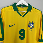 Shop 1997/98 BRAZIL RONALDO #9 HOME SHIRT (L) NIKE, classic football shirts, vintage football shirts & retro soccer jerseys at Cult Kits