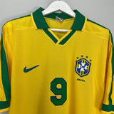 Shop 1997/98 BRAZIL RONALDO #9 HOME SHIRT (L) NIKE, classic football shirts, vintage football shirts & retro soccer jerseys at Cult Kits