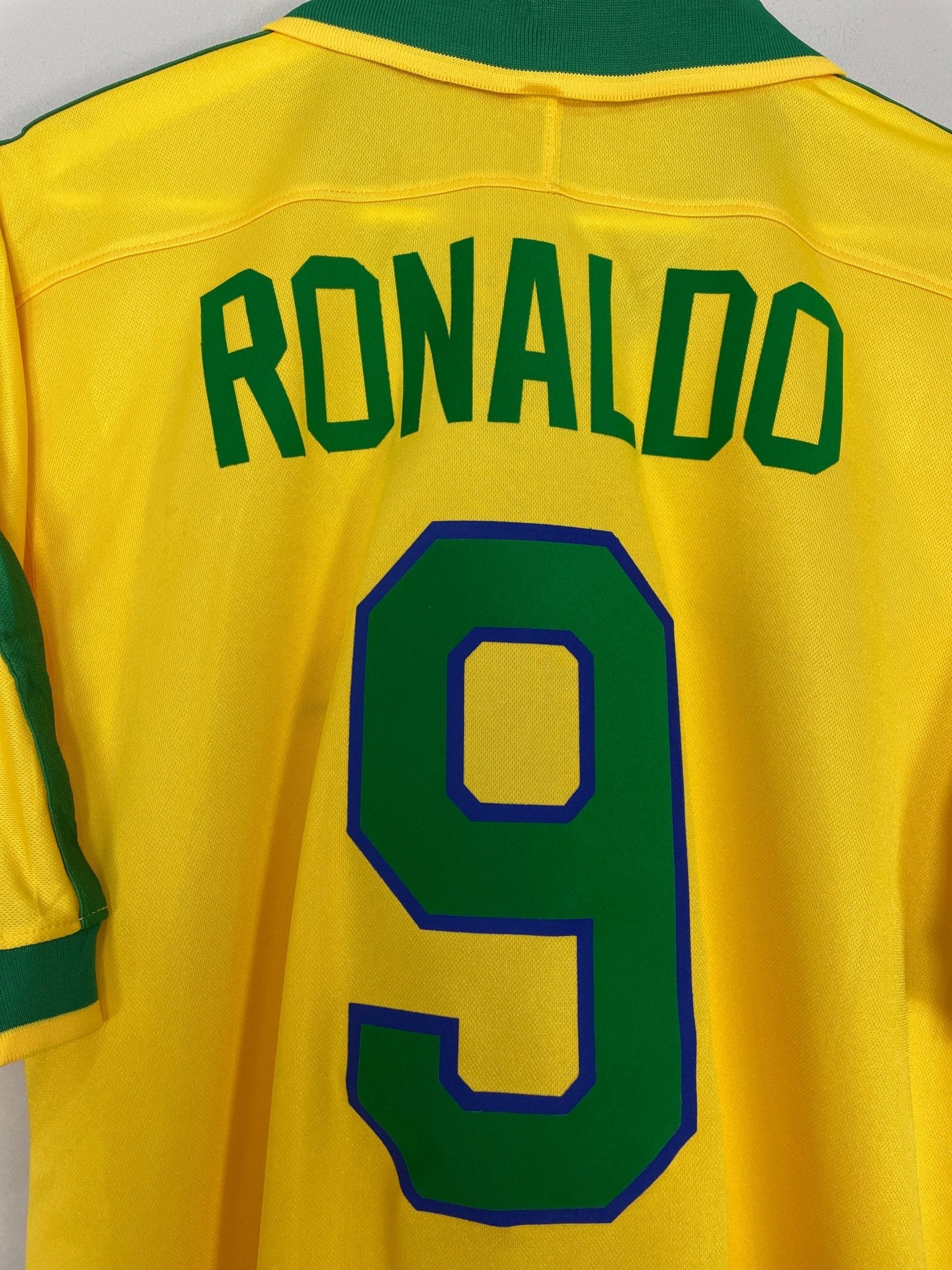 Shop 1997/98 BRAZIL RONALDO #9 HOME SHIRT (L) NIKE, classic football shirts, vintage football shirts & retro soccer jerseys at Cult Kits