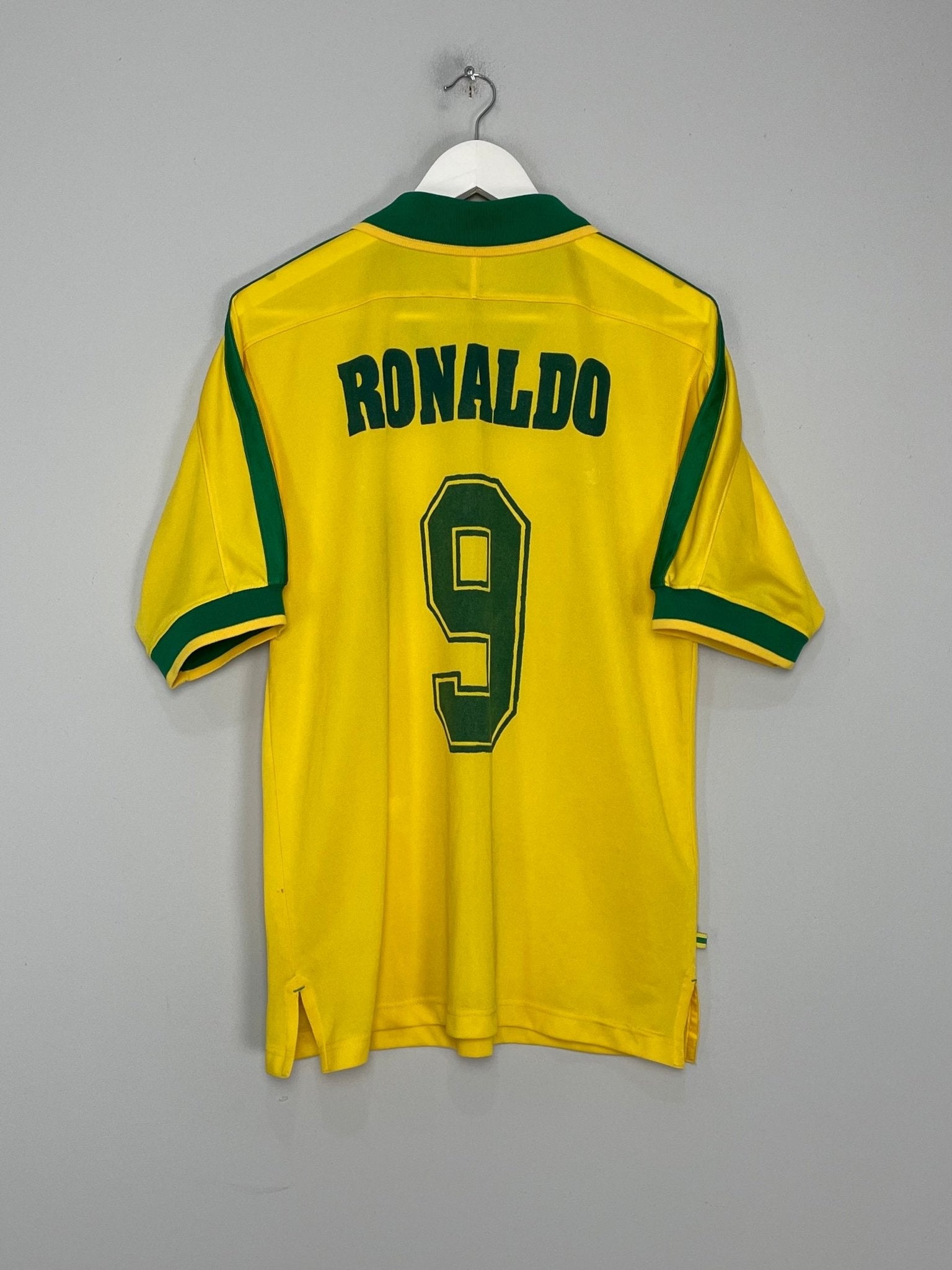 Shop 1997/98 BRAZIL RONALDO #9 HOME SHIRT (M) NIKE, classic football shirts, vintage football shirts & retro soccer jerseys at Cult Kits