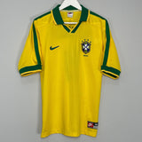 Shop 1997/98 BRAZIL RONALDO #9 HOME SHIRT (M) NIKE, classic football shirts, vintage football shirts & retro soccer jerseys at Cult Kits