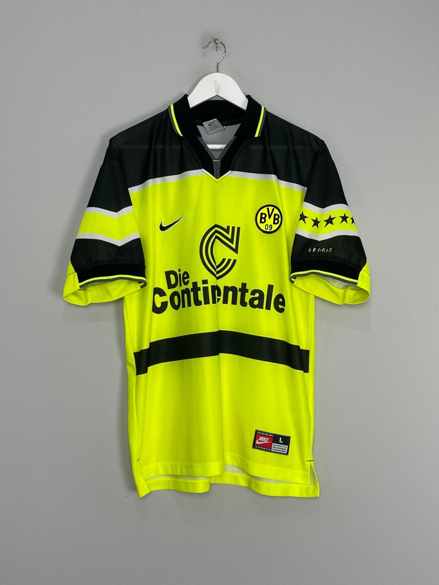 Shop 1997/98 DORTMUND 'CHAMPIONS' HOME SHIRT (L) NIKE, classic football shirts, vintage football shirts & retro soccer jerseys at Cult Kits