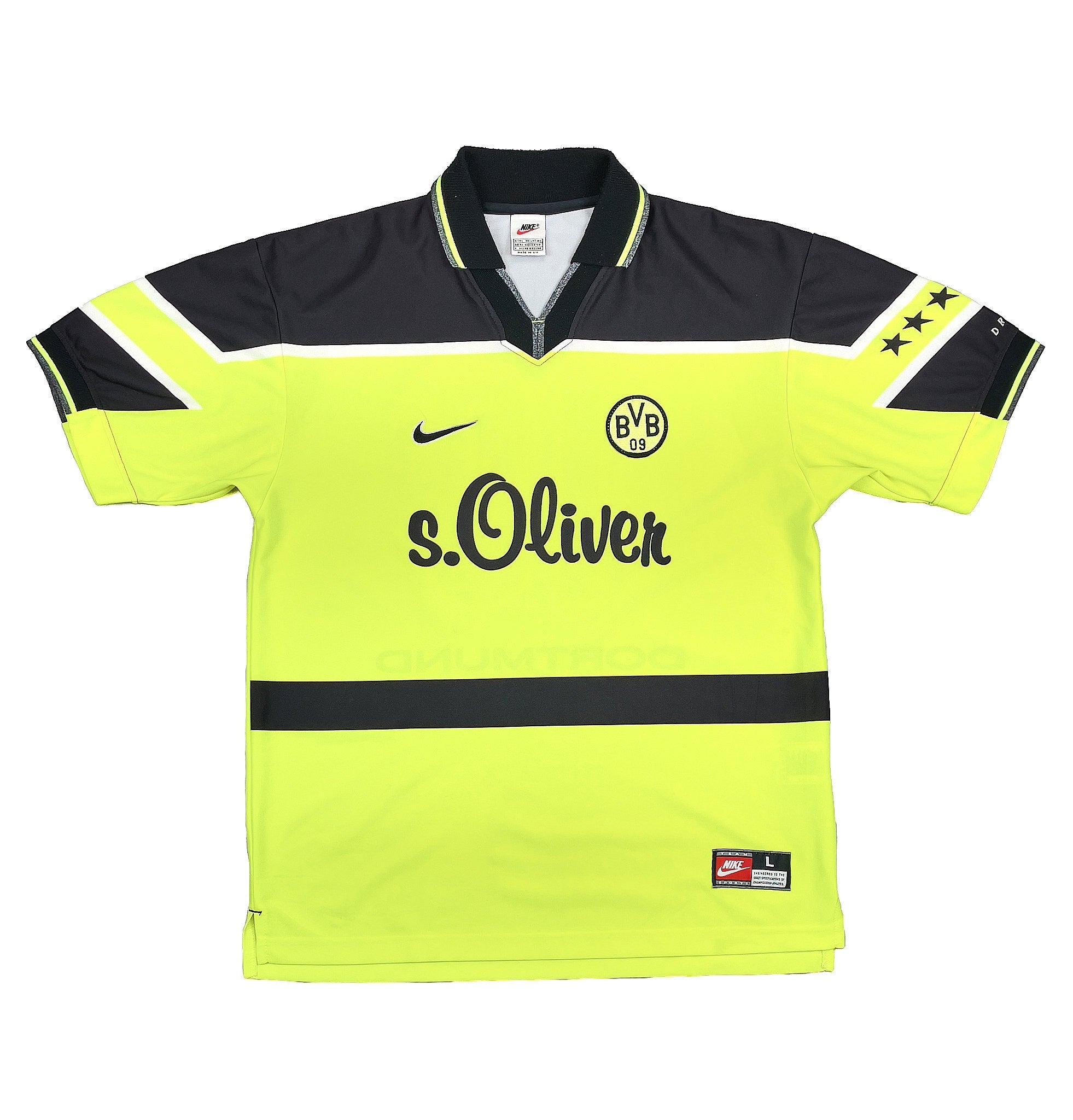 Buy 1997/98 DORTMUND RICKEN 18 HOME SHIRT (L) NIKE ~ Free worldwide shipping available ~ Authentic Vintage Football Shirts from Cult Kits