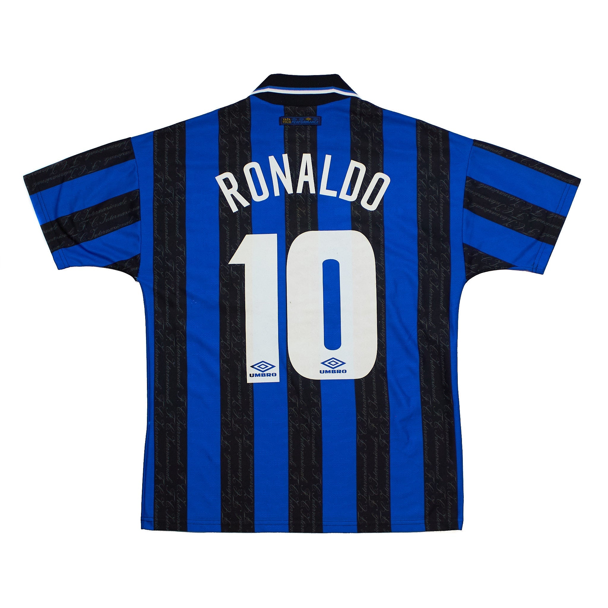 Buy 1997/98 Inter Milan Ronaldo 10 Home Shirt (M) Umbro ~ Free worldwide shipping ~ Authentic Vintage Football Shirts from Cult Kits