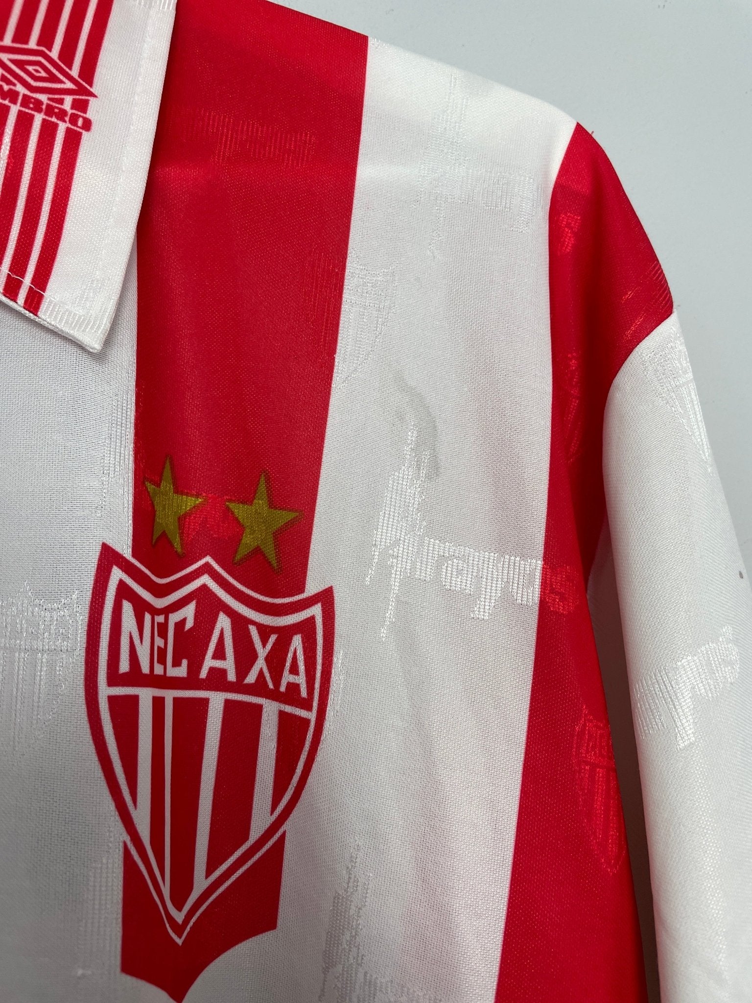 Shop 1997/98 NECAXA #11 HOME SHIRT (L) UMBRO, classic football shirts, vintage football shirts & retro soccer jerseys at Cult Kits