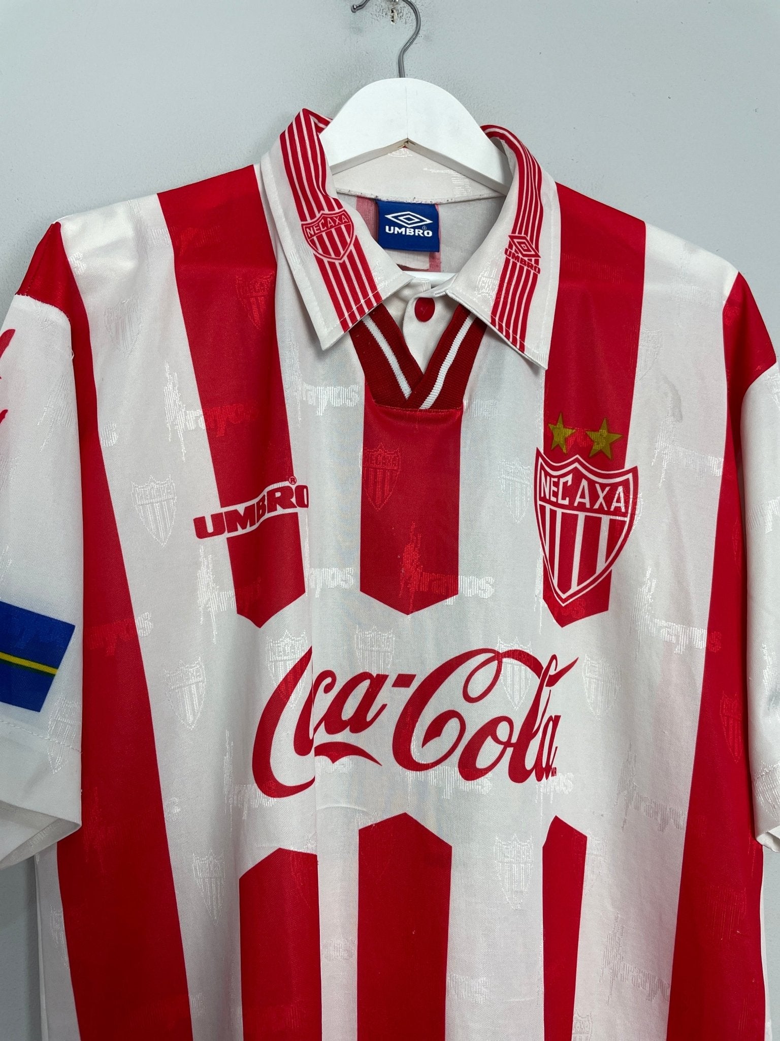 Shop 1997/98 NECAXA #11 HOME SHIRT (L) UMBRO, classic football shirts, vintage football shirts & retro soccer jerseys at Cult Kits
