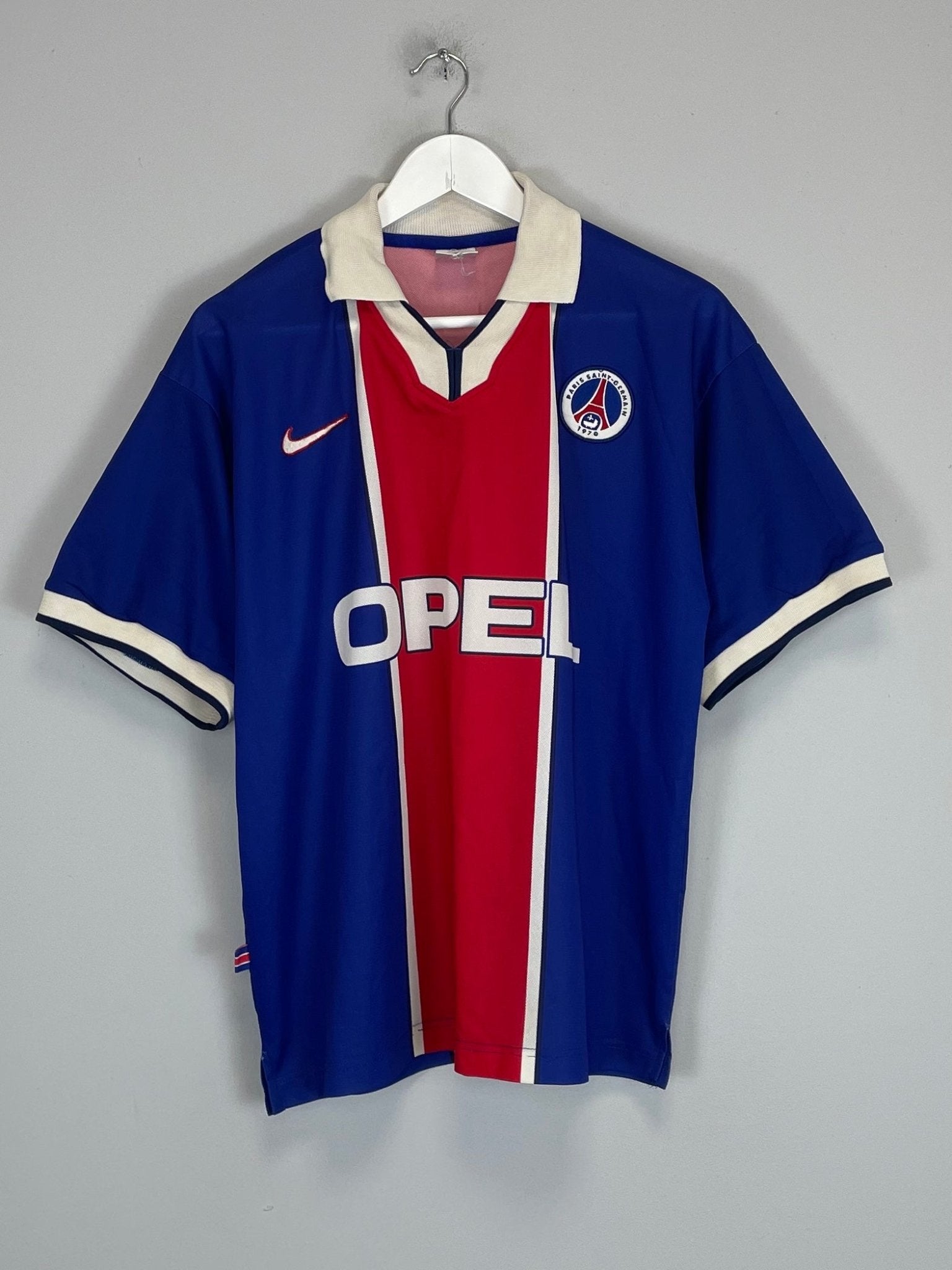 Shop 1997/98 PSG *PLAYER ISSUE* HOME SHIRT (L) NIKE, classic football shirts, vintage football shirts & retro soccer jerseys at Cult Kits