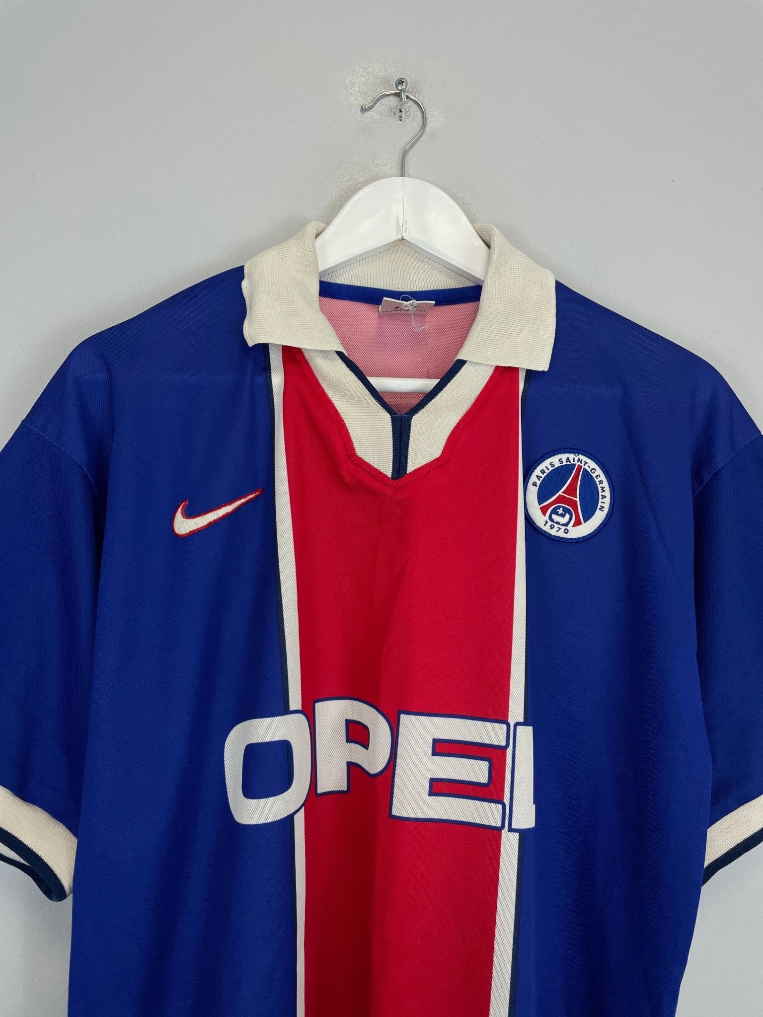 Shop 1997/98 PSG *PLAYER ISSUE* HOME SHIRT (L) NIKE, classic football shirts, vintage football shirts & retro soccer jerseys at Cult Kits