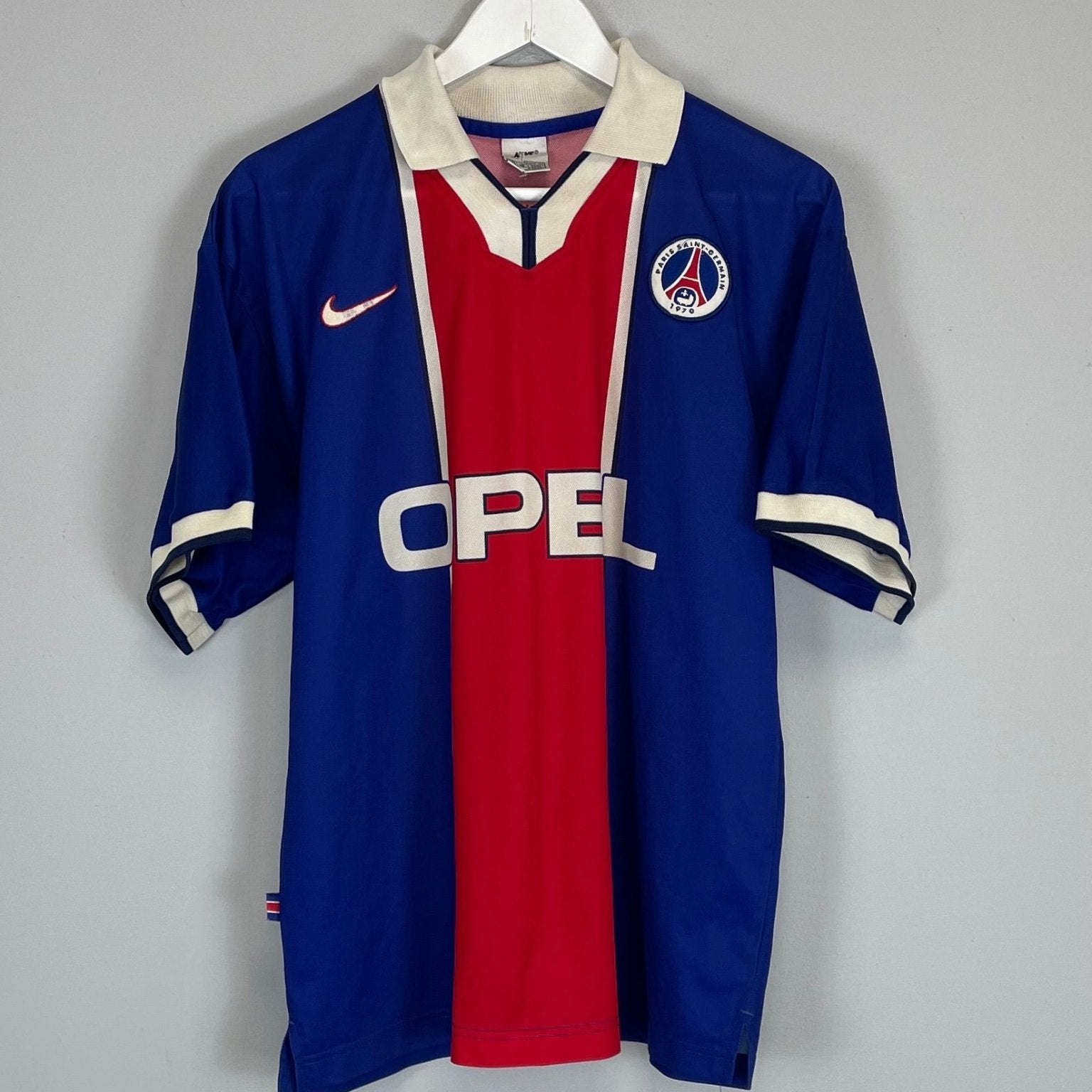 Shop 1997/98 PSG *PLAYER ISSUE* HOME SHIRT (L) NIKE, classic football shirts, vintage football shirts & retro soccer jerseys at Cult Kits