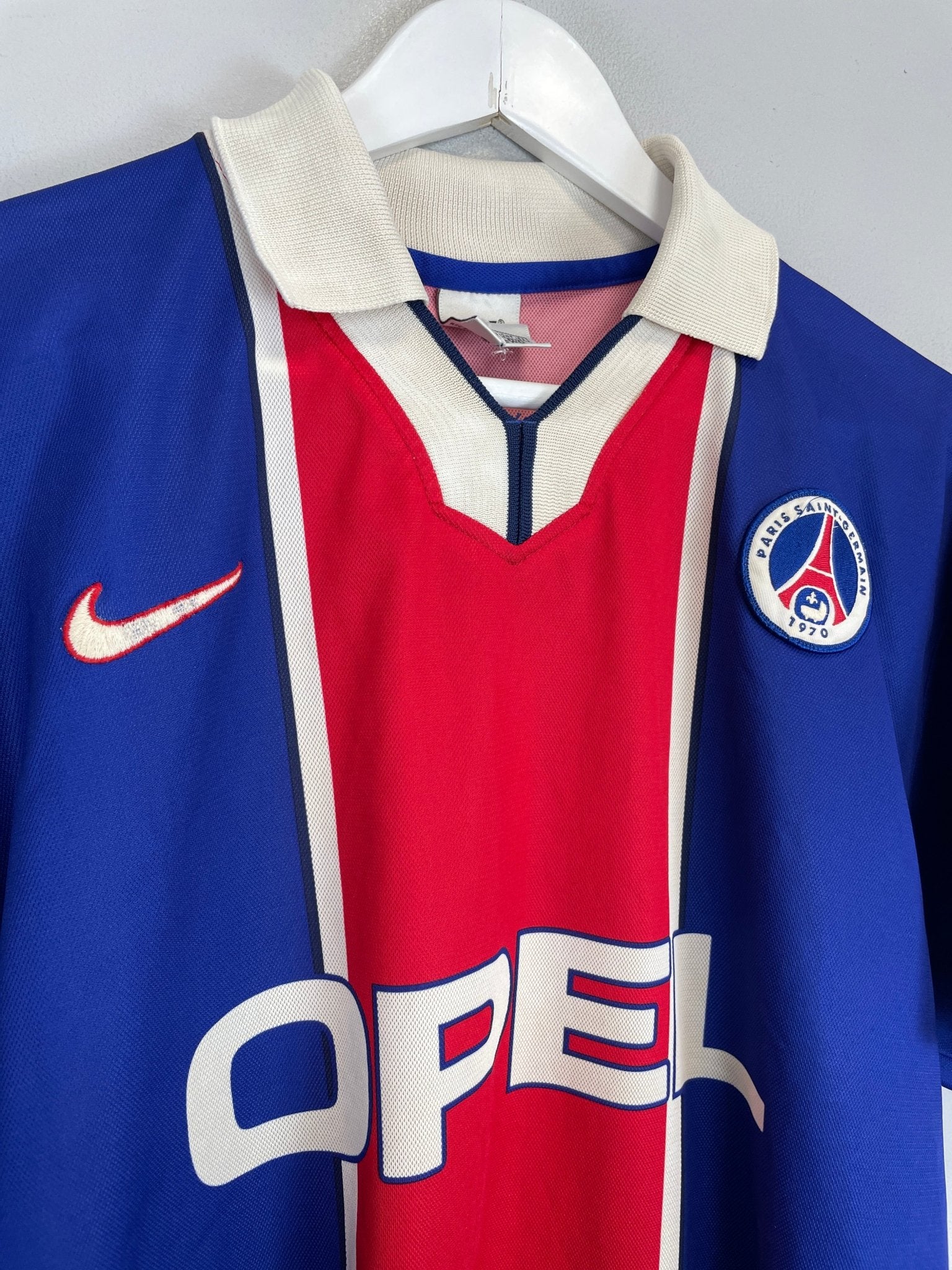 Shop 1997/98 PSG *PLAYER ISSUE* HOME SHIRT (L) NIKE, classic football shirts, vintage football shirts & retro soccer jerseys at Cult Kits
