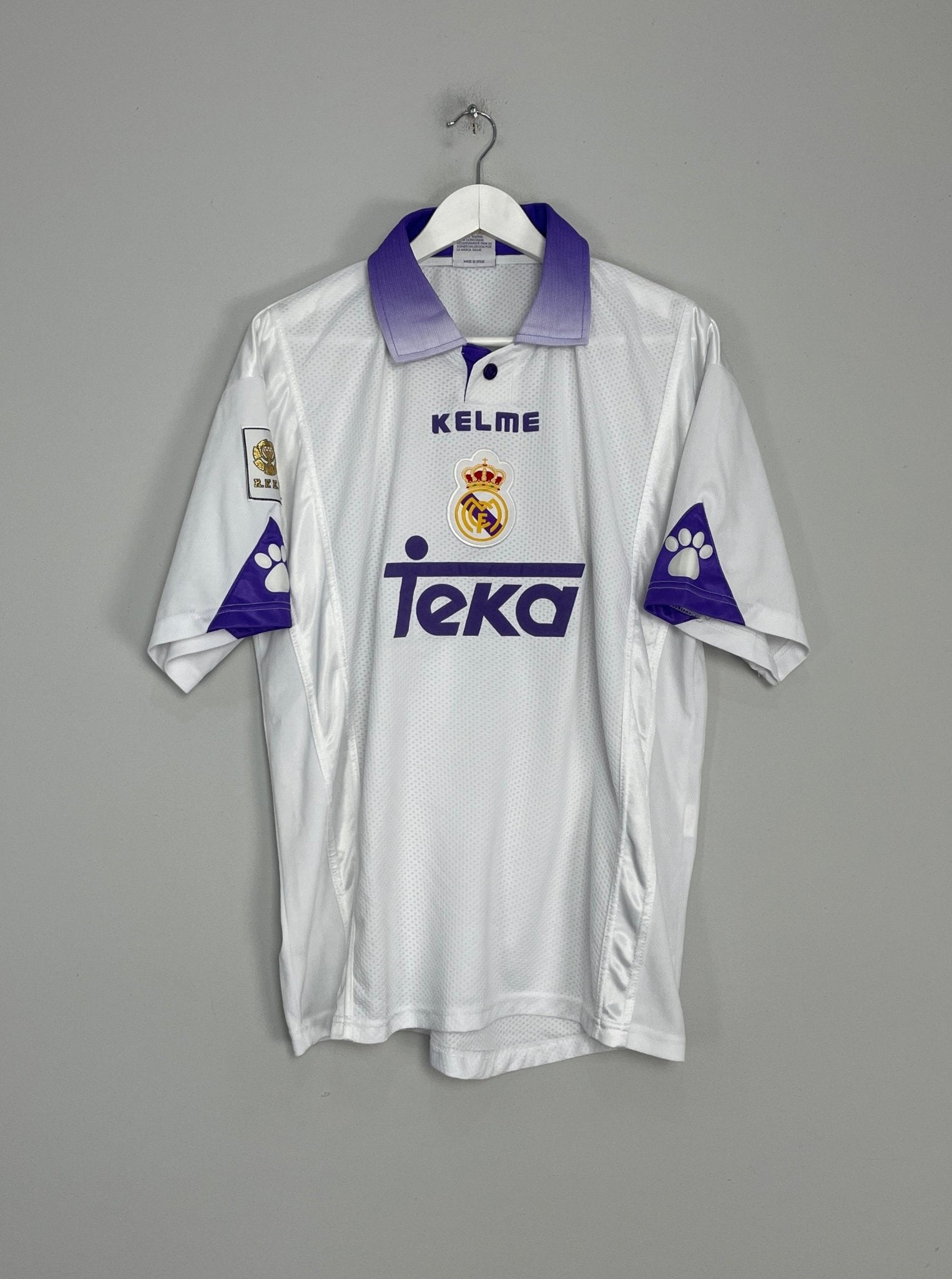 Shop 1997/98 REAL MADRID HOME SHIRT (XL) KELME, classic football shirts, vintage football shirts & retro soccer jerseys at Cult Kits